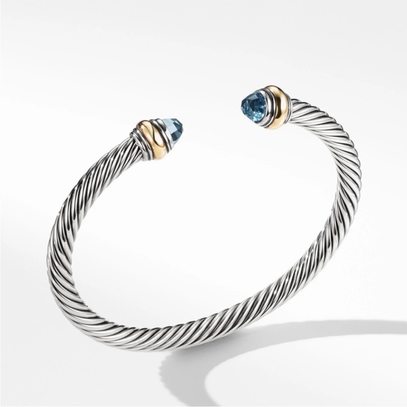 14K AND STERLING SILVER DAVID YURMAN CLASSIC CABLE BRACELET | BLUE TOPAZ - Picture 3 of 7